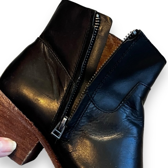 Madewell Charley Ankle Boots Pointed Side Zip Low Heel Black Leather SZ 9 K5307 - Picture 5 of 12